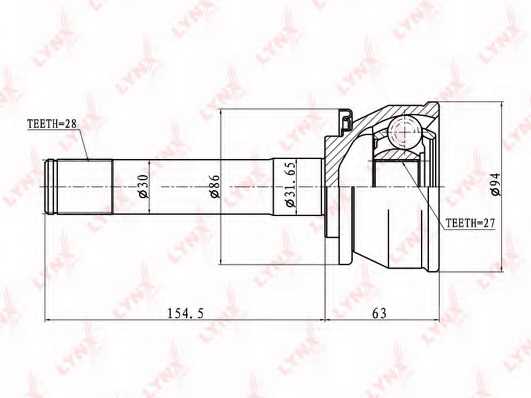 Шарнирный комплект приводного вала LYNXauto CO-5512 - изображение Шарнирный комплект приводного вала LYNXauto CO-5512 - изображение