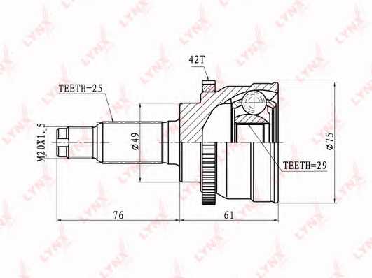 Шарнирный комплект приводного вала LYNXauto CO-7300A - изображение Шарнирный комплект приводного вала LYNXauto CO-7300A - изображение