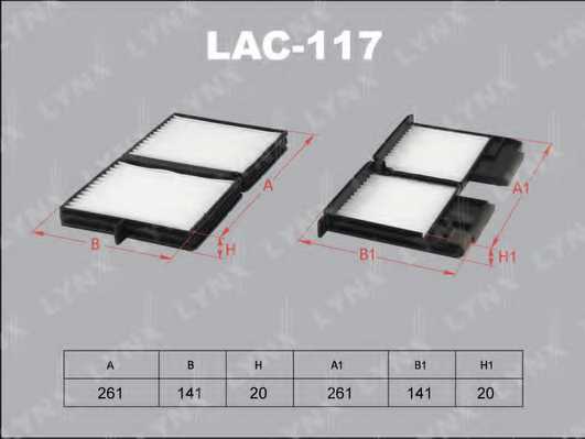 Фильтр салонный (комплект 2 шт.) TOYOTA Camry 96-01, LEXUS ES300 91-97 <b>LYNXAUTO LAC-117</b> - изображение