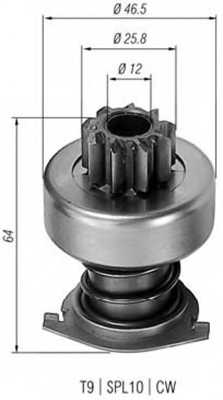 Ведущая шестерня стартера MAGNETI MARELLI AMB0208 / 940113020208 - изображение
