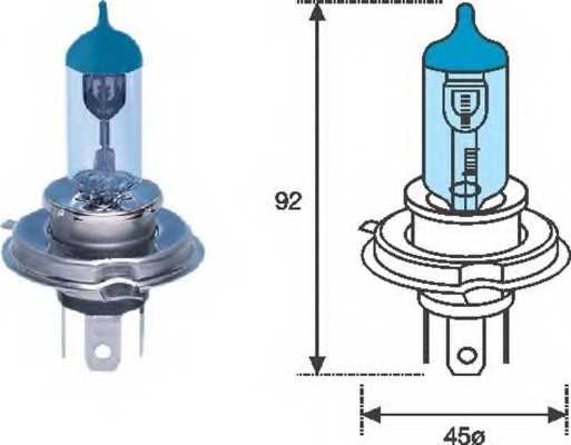 Лампа накаливания H4 12В 60/55Вт MAGNETI MARELLI BLUE LIGHT 002602100000 - изображение