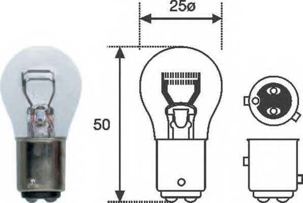 Лампа накаливания P21/4W 12В 21/4Вт MAGNETI MARELLI STANDARD 008529100000 - изображение 1