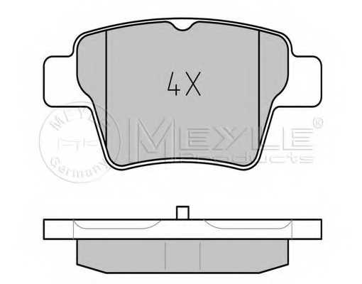 Колодки тормозные дисковые задний для CITROEN C4(LA#,LC#) / PEUGEOT 207(WA#,WC#,WD#,WK#), 307(3A/C,3B,3E,3H) <b>MEYLE 025 241 5017 / MBP0534</b> - изображение