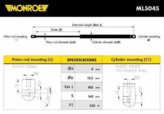 MONROE ML5045 - газовый упор багажника - изображение