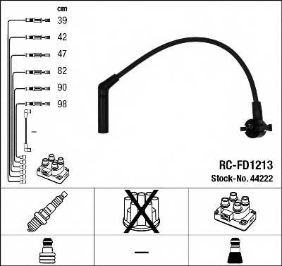 Комплект проводов зажигания NGK RC-FD1213 / 44222 - изображение Комплект проводов зажигания NGK RC-FD1213 / 44222 - изображение