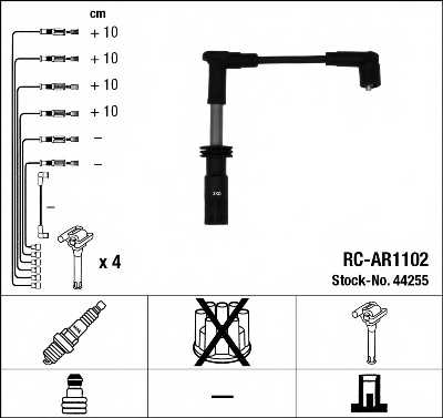 Комплект проводов зажигания NGK RC-AR1102 / 44255 - изображение Комплект проводов зажигания NGK RC-AR1102 / 44255 - изображение