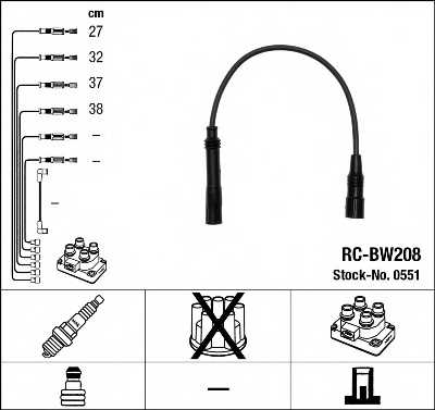 Комплект проводов зажигания NGK RC-BW208 / 0551 - изображение Комплект проводов зажигания NGK RC-BW208 / 0551 - изображение