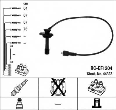 Комплект проводов зажигания NGK RC-EF1204 / 44323 - изображение