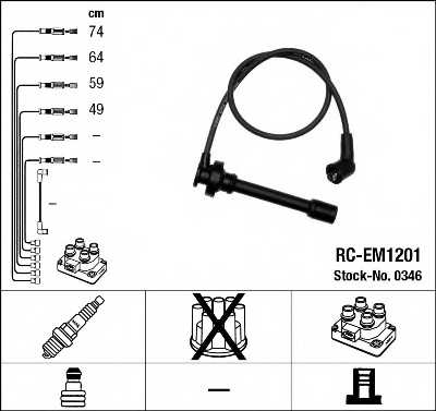Комплект проводов зажигания NGK RC-EM1201 / 0346 - изображение Комплект проводов зажигания NGK RC-EM1201 / 0346 - изображение