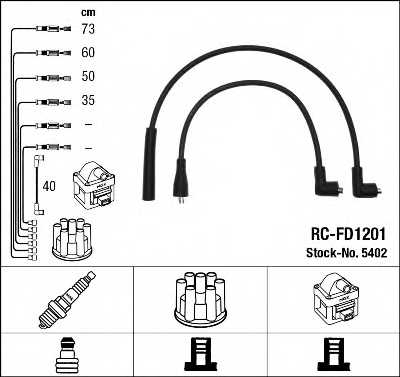 Комплект проводов зажигания NGK RC-FD1201 / 5402 - изображение Комплект проводов зажигания NGK RC-FD1201 / 5402 - изображение