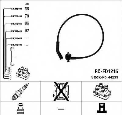 Комплект проводов зажигания NGK RC-FD1215 / 44233 - изображение
