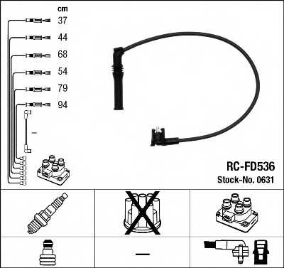 Комплект проводов зажигания NGK RC-FD536 / 0631 - изображение Комплект проводов зажигания NGK RC-FD536 / 0631 - изображение