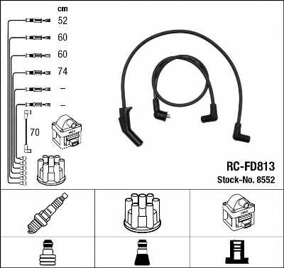 Комплект проводов зажигания NGK RC-FD813 / 8552 - изображение