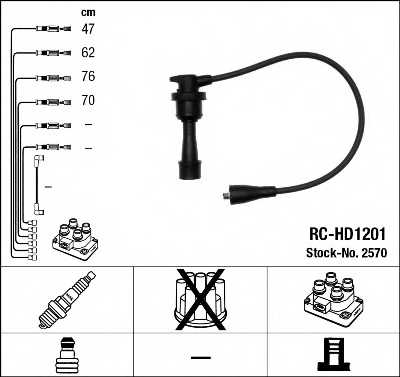 Комплект проводов зажигания NGK RC-HD1201 / 2570 - изображение Комплект проводов зажигания NGK RC-HD1201 / 2570 - изображение