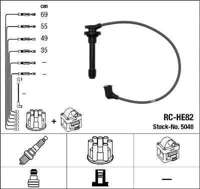 Комплект проводов зажигания NGK RC-HE82 / 5048 - изображение