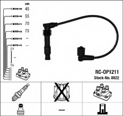 Комплект проводов зажигания NGK RC-OP1211 / 8822 - изображение Комплект проводов зажигания NGK RC-OP1211 / 8822 - изображение
