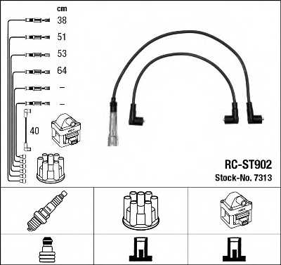 Комплект проводов зажигания NGK RC-ST902 / 7313 - изображение Комплект проводов зажигания NGK RC-ST902 / 7313 - изображение