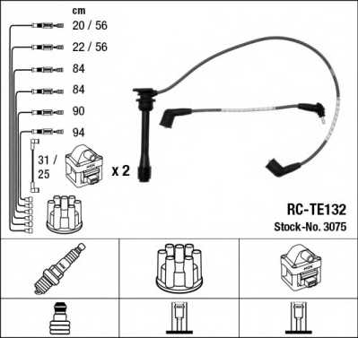 Комплект проводов зажигания NGK RC-TE132 / 3075 - изображение