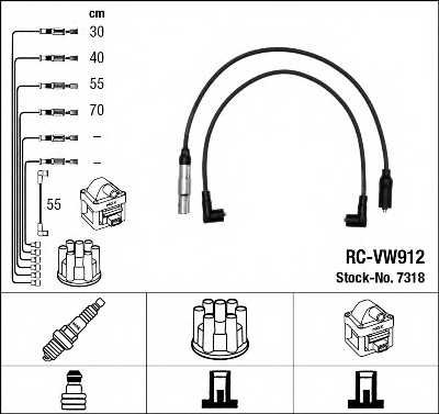 Комплект проводов зажигания NGK RC-VW912 / 7318 - изображение