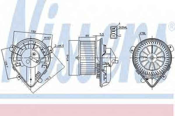 Вентилятор салона PEUGEOT EXPERT 95- +AC <b>NISSENS 87179</b> - изображение