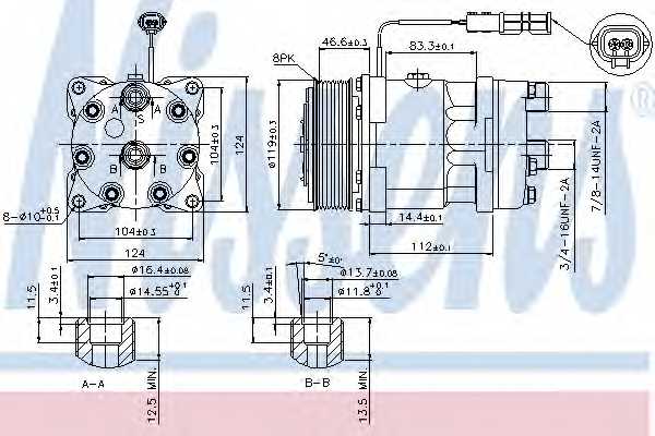 Компрессор кондиционера для MAN TGL, TGM <b>NISSENS 89459</b> - изображение