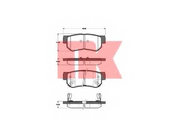Колодки тормозные дисковые для HYUNDAI ELANTRA, GETZ, GRANDEUR, SANTA FE, SONATA, TUCSON / KIA MAGENTIS, OPIRUS, SPORTAGE / SUBARU IMPREZA <b>NK 223411 / WVA 23543/15,0/15,6</b> - изображение
