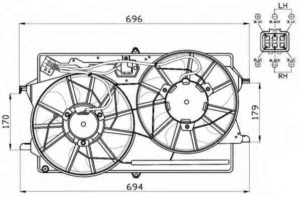 Вентилятор радиатора FORD Focus 1.6 99- <b>NRF 47453</b> - изображение 2