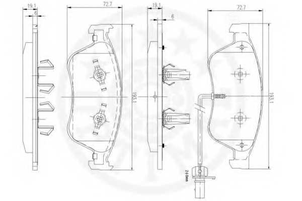 Колодки тормозные дисковые передний для AUDI A6(4F2,4F5,C6), A8(4E#) / VW PHAETON(3D#) <b>OPTIMAL 12498</b> - изображение 2