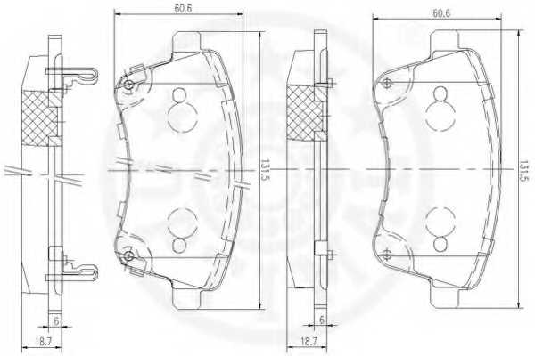 Колодки тормозные дисковые передний для HYUNDAI ix20(JC) / KIA VENGA(YN) <b>OPTIMAL 12575</b> - изображение 2