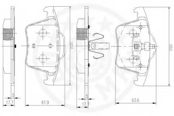 Колодки тормозные дисковые задний для VOLVO S80(AS), XC90 <b>OPTIMAL 12187 / 24011</b> - изображение 1