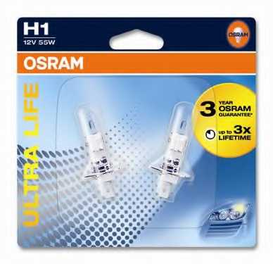 Лампа накаливания H1 12В 55Вт OSRAM OSRAM ULTRA LIFE 64150ULT-02B - изображение