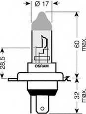 Лампа накаливания H4 12В 60/55Вт OSRAM OSRAM ULTRA LIFE 64193ULT-HCB - изображение 1