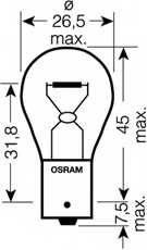 Лампа накаливания P21W 12В 21Вт OSRAM OSRAM ULTRA LIFE 7506ULT-02B - изображение 1