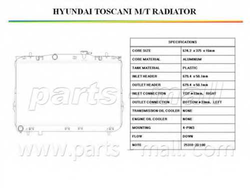 Радиатор охлаждения двигателя PARTS-MALL PXNDA-047 - изображение