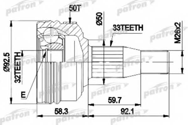 Шарнирный комплект приводного вала PATRON 87-8957 / PCV8957 - изображение Шарнирный комплект приводного вала PATRON 87-8957 / PCV8957 - изображение