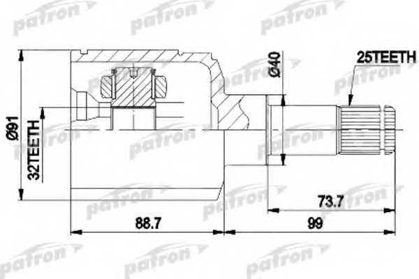 Шарнирный комплект приводного вала PATRON 87-9125 / PCV9538 - изображение Шарнирный комплект приводного вала PATRON 87-9125 / PCV9538 - изображение