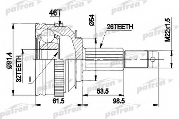 Шарнирный комплект приводного вала PATRON 87-9491 / PCV9491 - изображение Шарнирный комплект приводного вала PATRON 87-9491 / PCV9491 - изображение