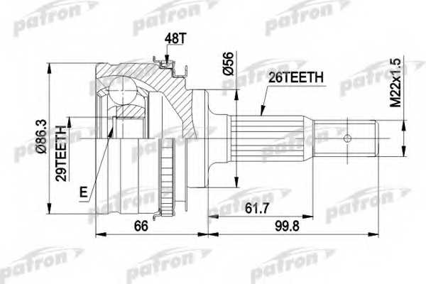 Шарнирный комплект приводного вала PATRON 87-9717 / PCV9012 - изображение