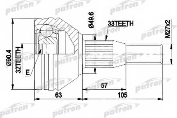 Шарнирный комплект приводного вала PATRON 87-9838 / PCV9838 - изображение Шарнирный комплект приводного вала PATRON 87-9838 / PCV9838 - изображение