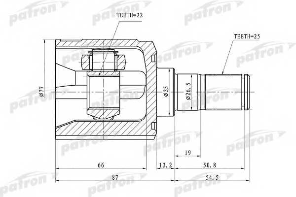 Шарнирный комплект приводного вала PATRON PCV1010 - изображение Шарнирный комплект приводного вала PATRON PCV1010 - изображение