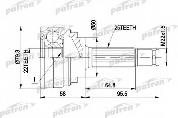 Шарнирный комплект приводного вала PATRON PCV1047 - изображение