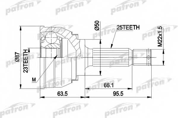 Шарнирный комплект приводного вала PATRON PCV1048 - изображение Шарнирный комплект приводного вала PATRON PCV1048 - изображение