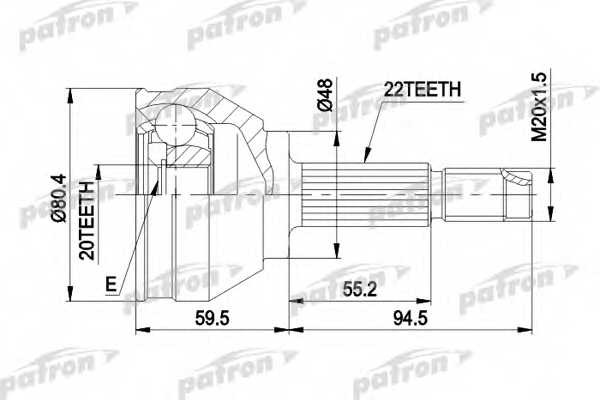Шарнирный комплект приводного вала PATRON PCV1055 - изображение Шарнирный комплект приводного вала PATRON PCV1055 - изображение