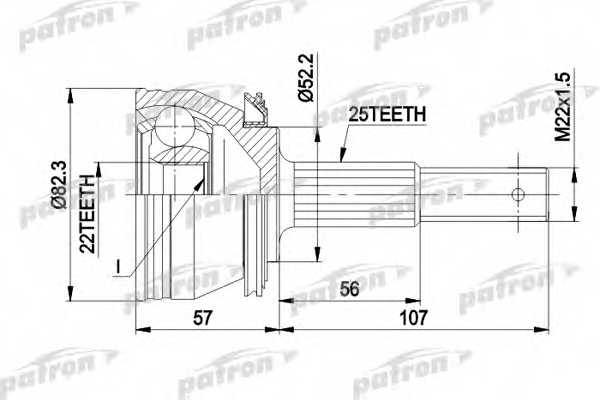 Шарнирный комплект приводного вала PATRON PCV1087 - изображение Шарнирный комплект приводного вала PATRON PCV1087 - изображение