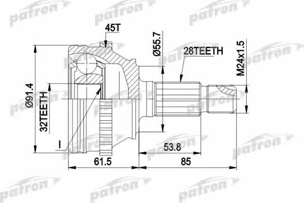 Шарнирный комплект приводного вала PATRON PCV1090 - изображение Шарнирный комплект приводного вала PATRON PCV1090 - изображение