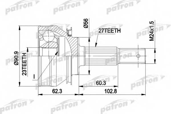 Шарнирный комплект приводного вала PATRON PCV1098 - изображение Шарнирный комплект приводного вала PATRON PCV1098 - изображение