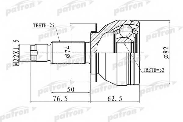 Шарнирный комплект приводного вала PATRON PCV1106 - изображение Шарнирный комплект приводного вала PATRON PCV1106 - изображение