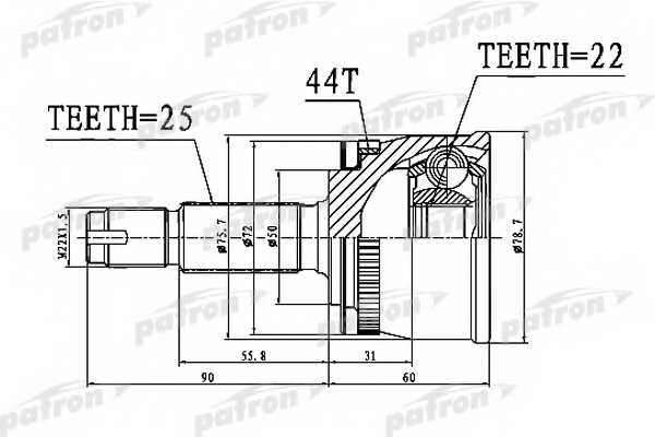 Шарнирный комплект приводного вала PATRON PCV1111 - изображение Шарнирный комплект приводного вала PATRON PCV1111 - изображение