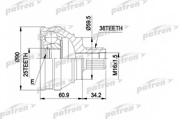 Шарнирный комплект приводного вала PATRON PCV1119 - изображение Шарнирный комплект приводного вала PATRON PCV1119 - изображение