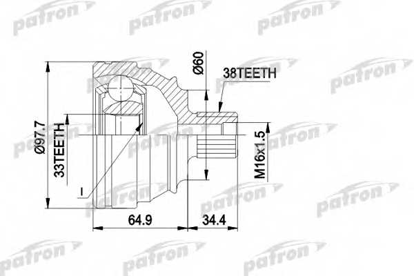 Шарнирный комплект приводного вала PATRON PCV1123 - изображение Шарнирный комплект приводного вала PATRON PCV1123 - изображение